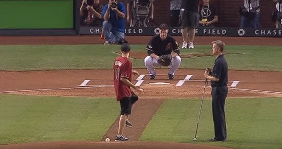 Blind Teen Throws Out First Pitch And The Crowd Goes Nuts When He Nails 